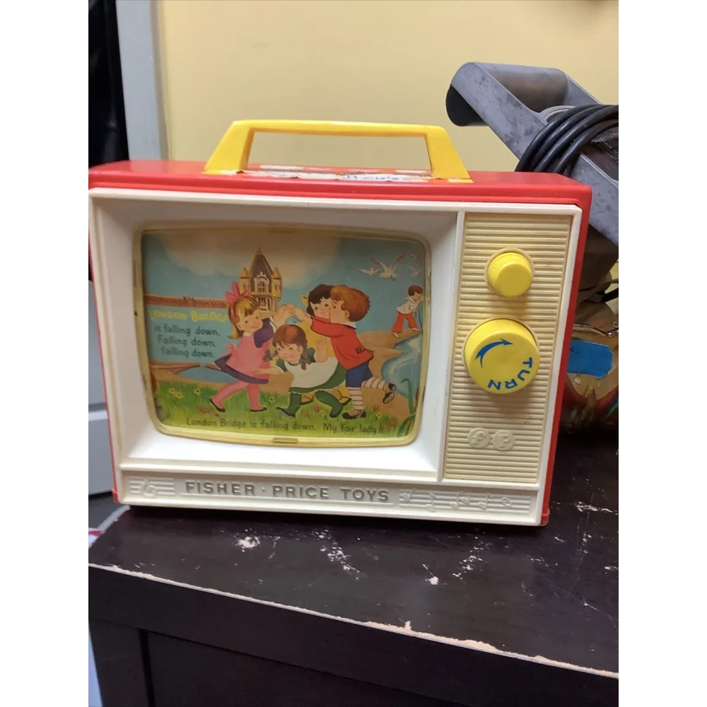 Vintage 1964 Fisher-Price Giant Screen Music Box TV Two Tunes Working
